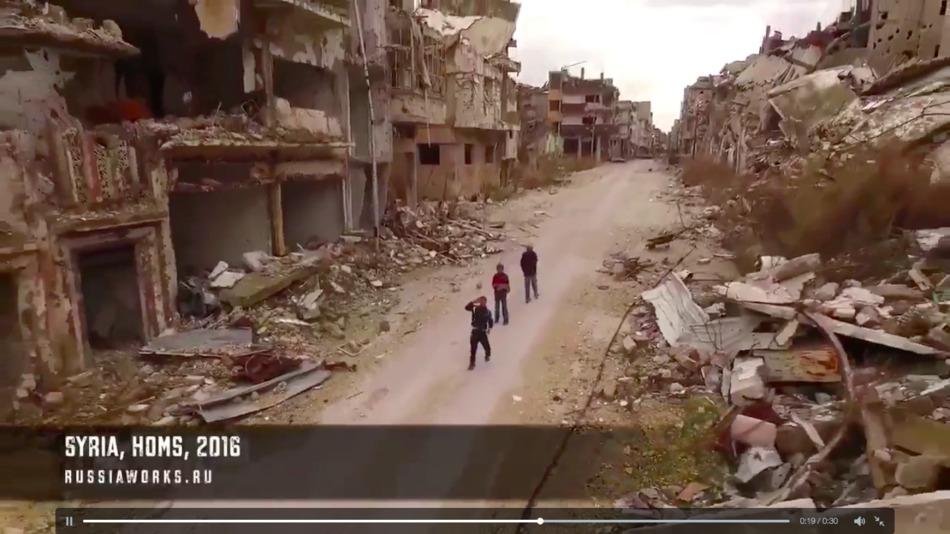 Russian drone footage shows the devastation of Syrian city